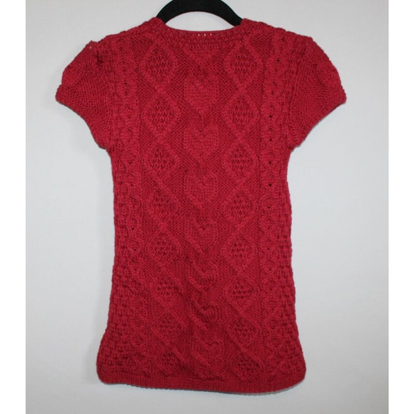 NWT Carraig Donn Cable Knit Wool Cap Sleeve Dress Red Girl's Size Medium H12020 - Picture 11 of 11